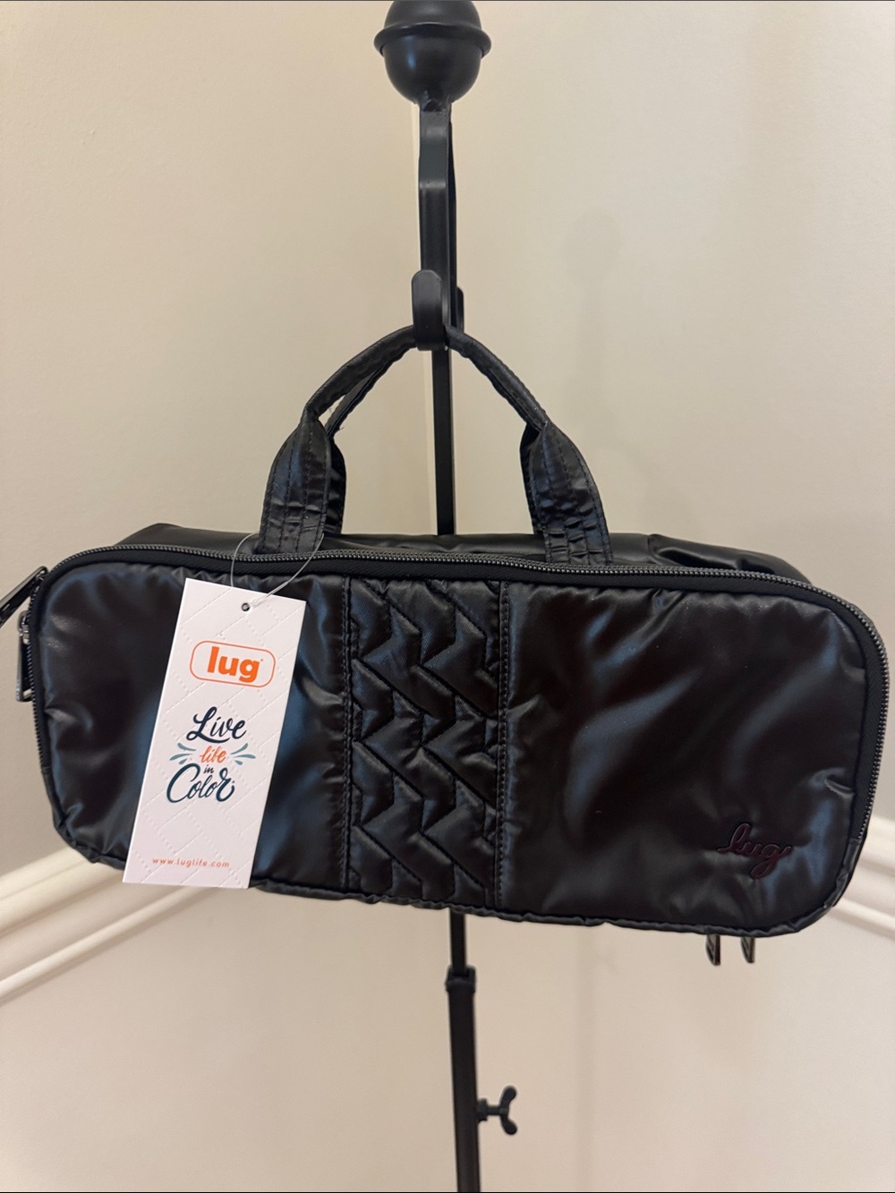 LUG metallic black flatbed slim travel cosmetic/hair tools case